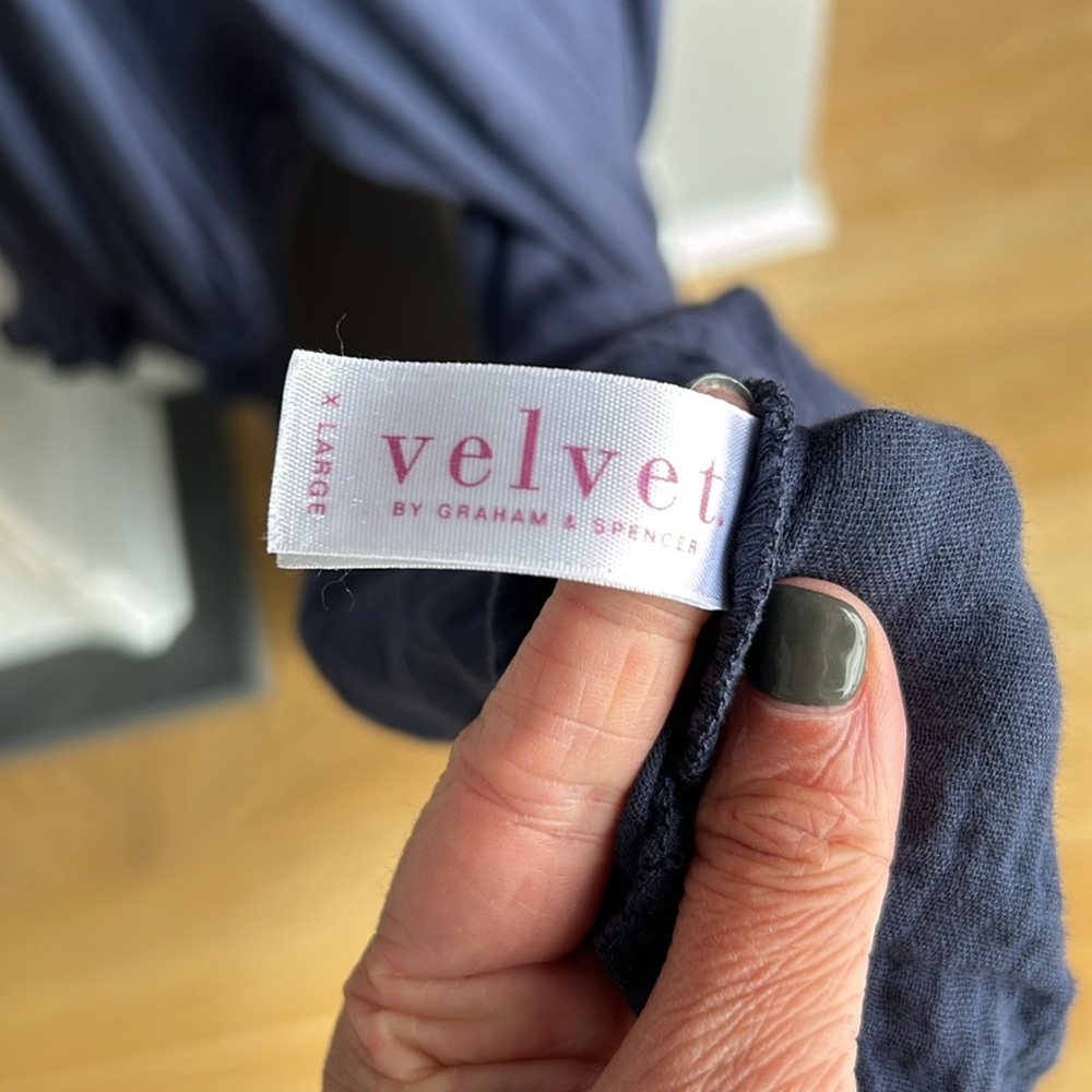 ANTHROPOLOGIE VELVET by Graham and Spencer Women's Navy Blue Ruffle Detail Dress - Picture 8 of 8